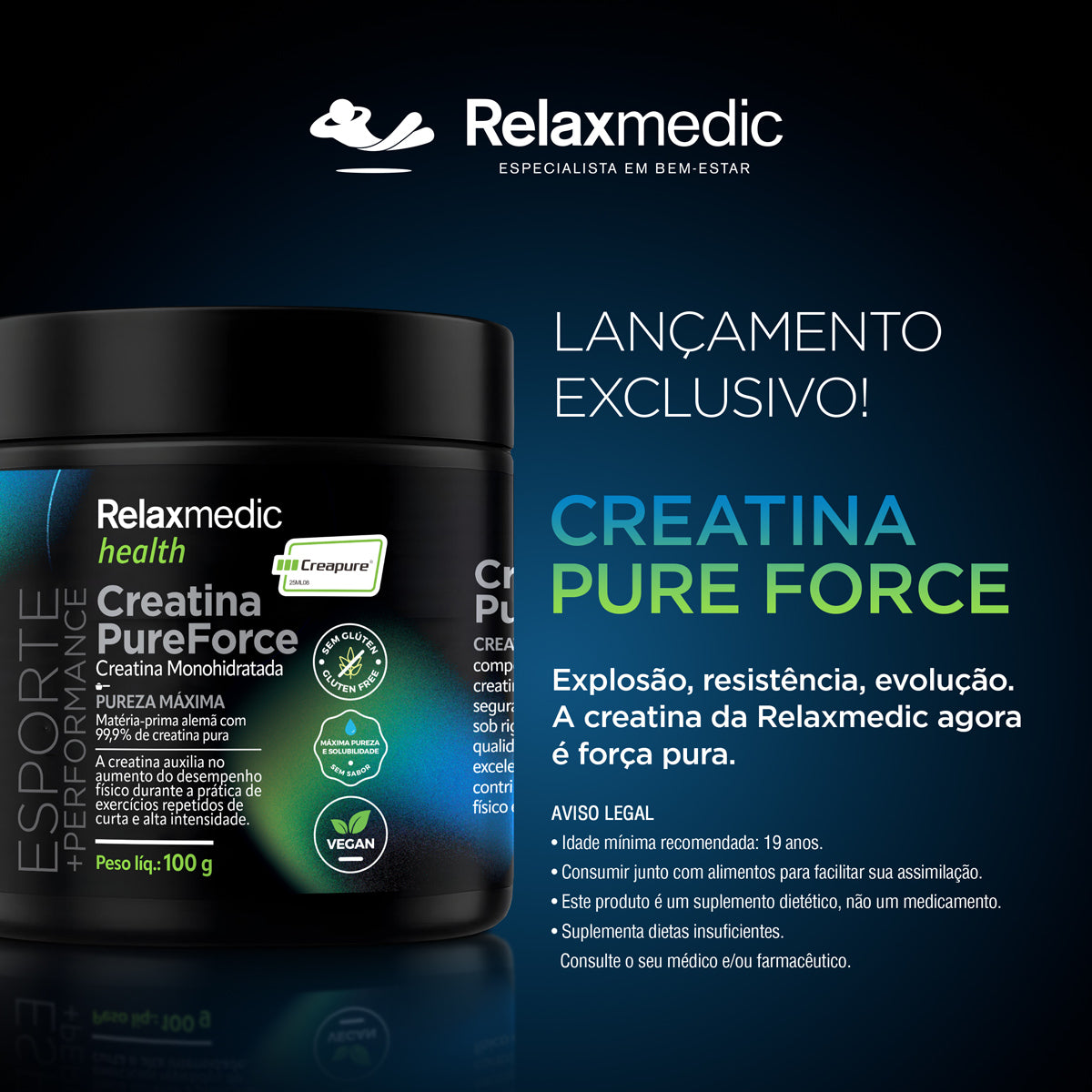 Creatina Monohidratada Creapure® 100g Pure Force