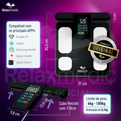 Balança Digital de Bioimpedância BodyScan Pro Preta