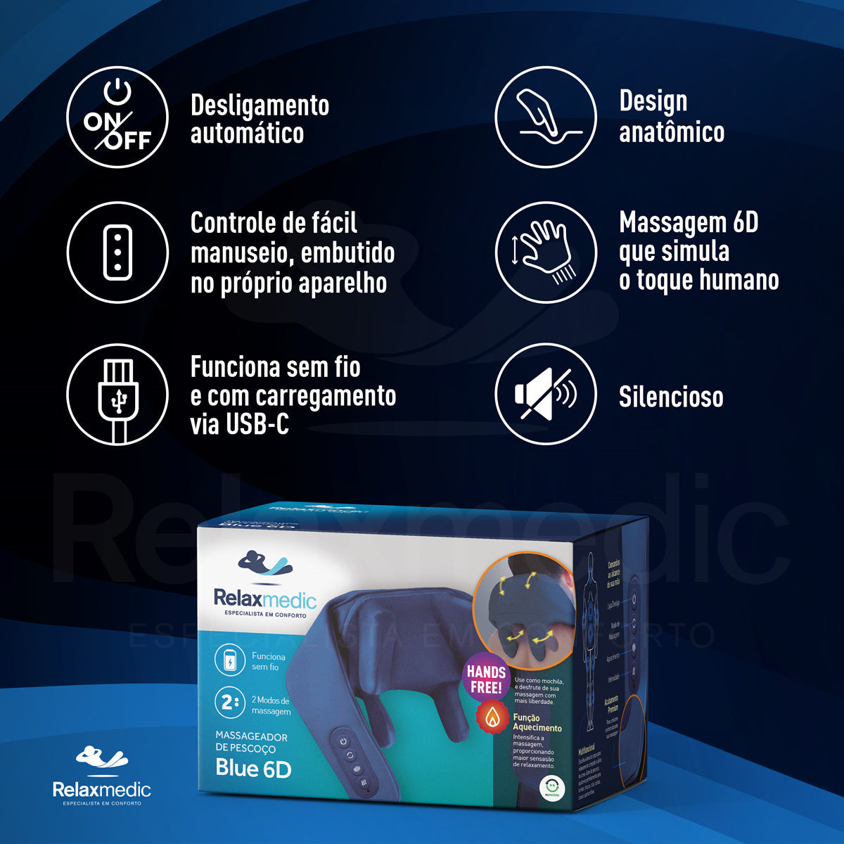 Massageador Pescoço Blue 6D