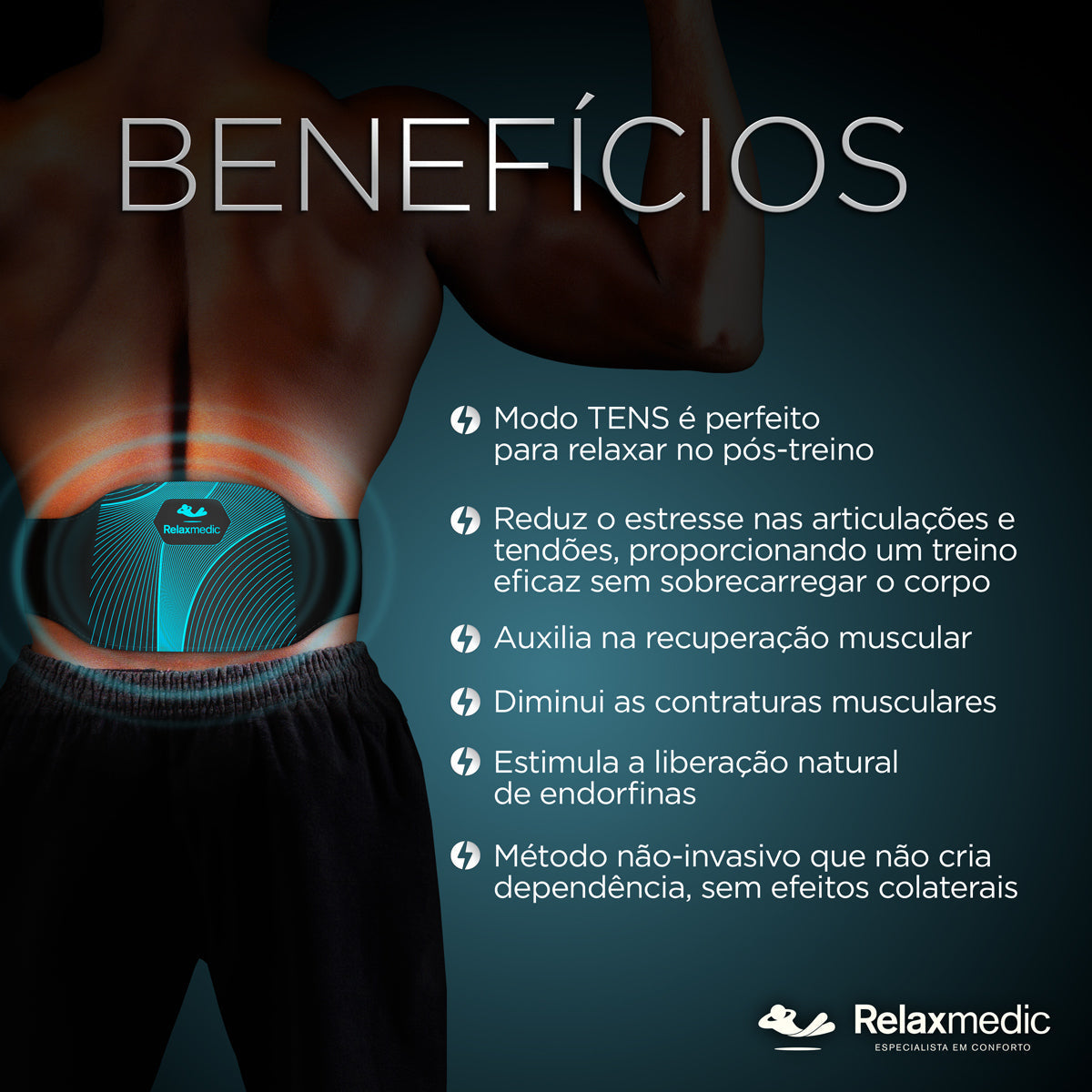 Eletroestimulador Muscula Costas Power Relax