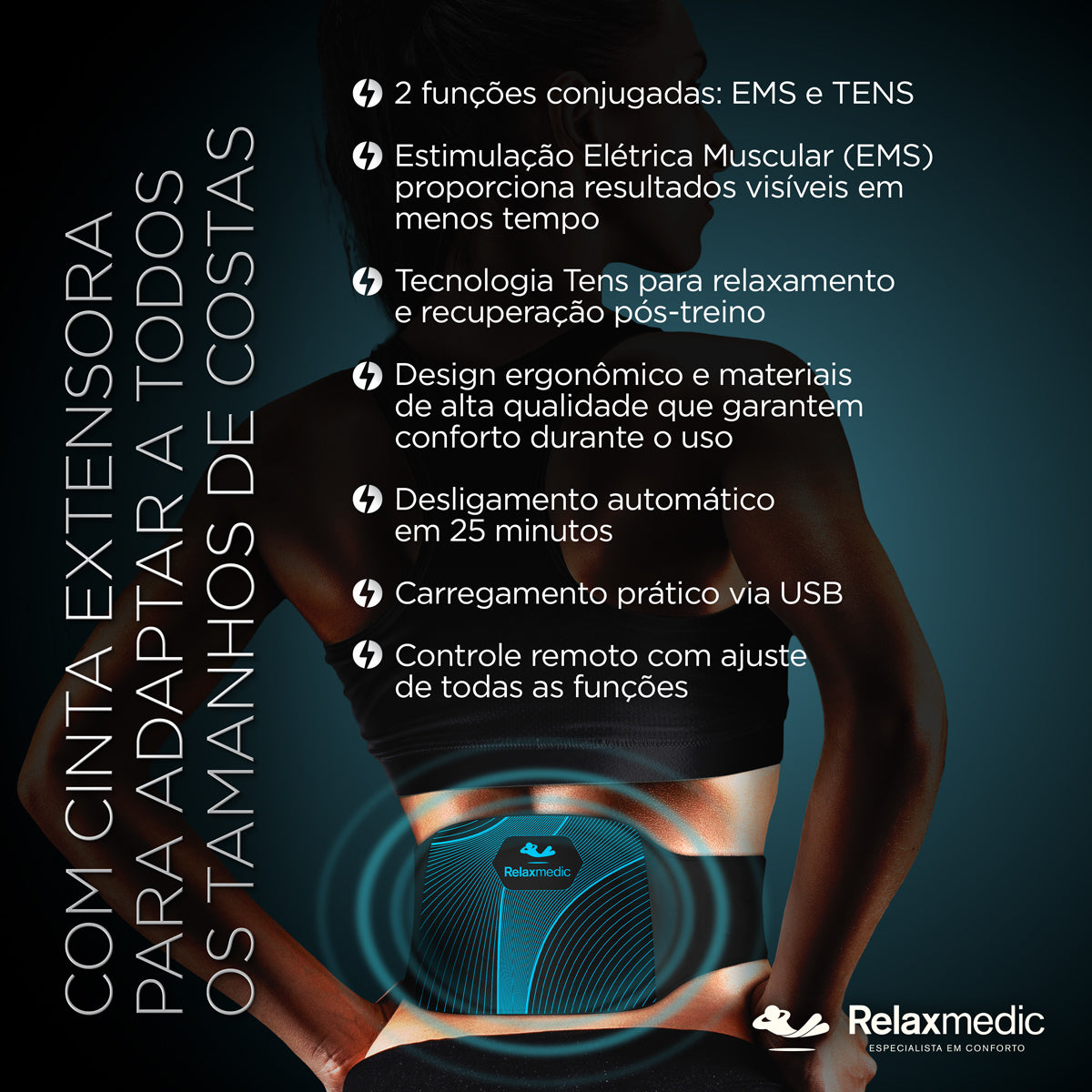 Eletroestimulador Muscula Costas Power Relax