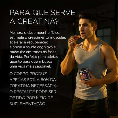 Creatina Sabor Caramelo 100% Pura Alemã Creavitalis® - Micronizada - Alta Solubilidade - 60un