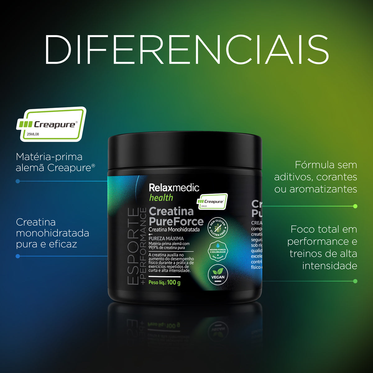 Creatina Monohidratada Creapure® 100g Pure Force