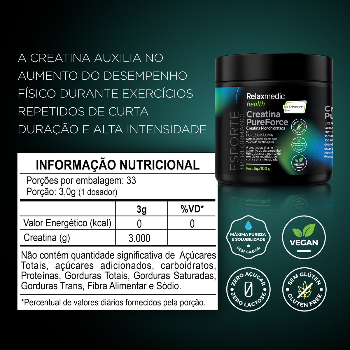 Creatina Monohidratada Creapure® 100g Pure Force