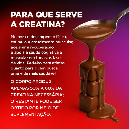 Creatina Sabor Brigadeiro 100% Pura Alemã Creavitalis® 60un
