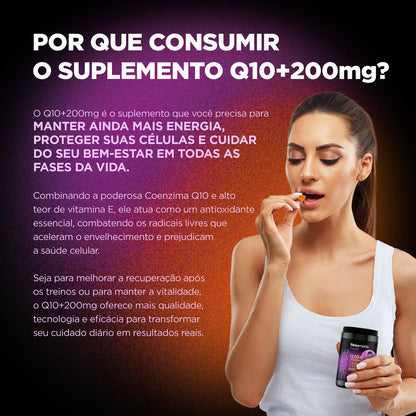Coenzima Q10+ 200 mg Com Vitamina E - 60 Cápsulas