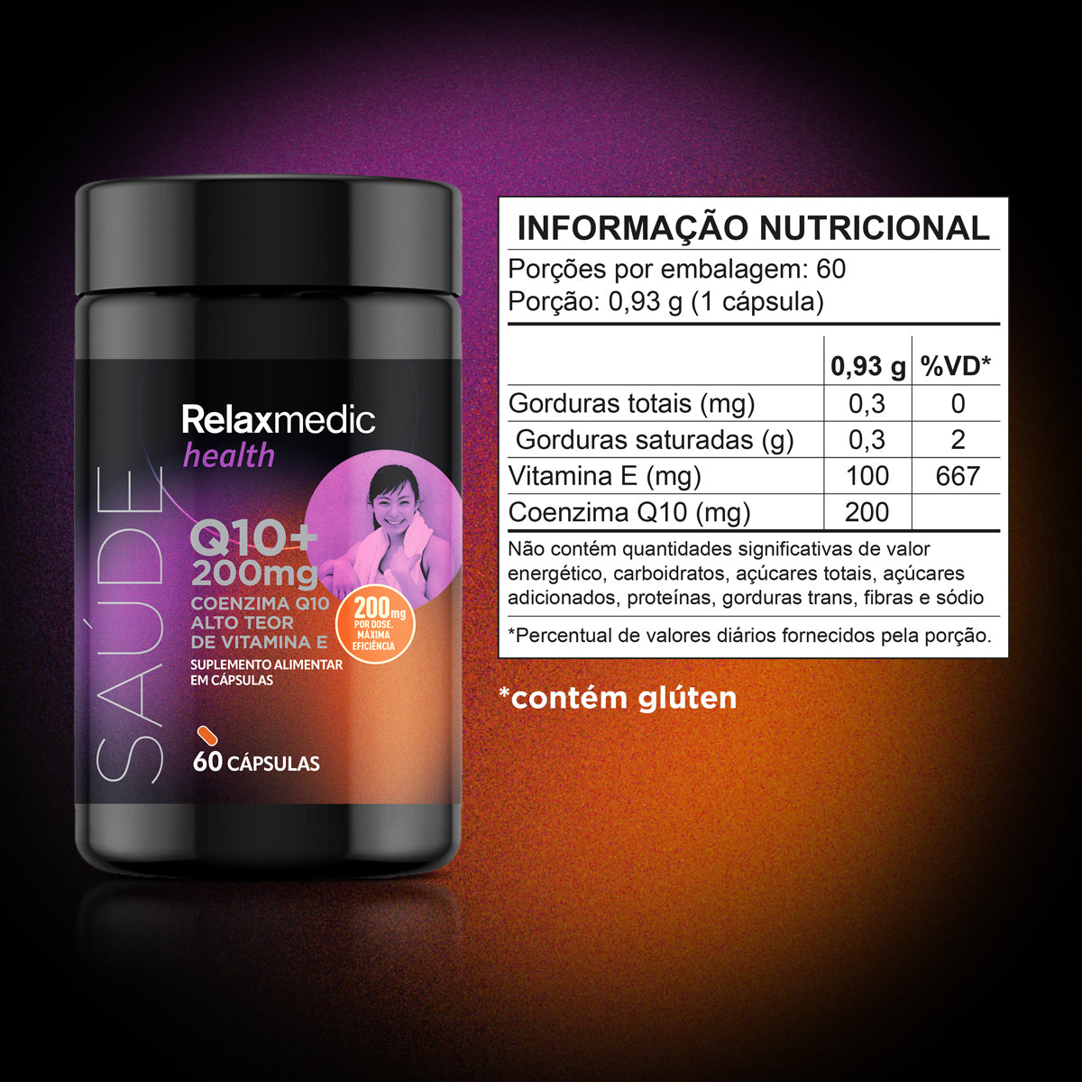 Coenzima Q10+ 200 mg Com Vitamina E - 60 Cápsulas
